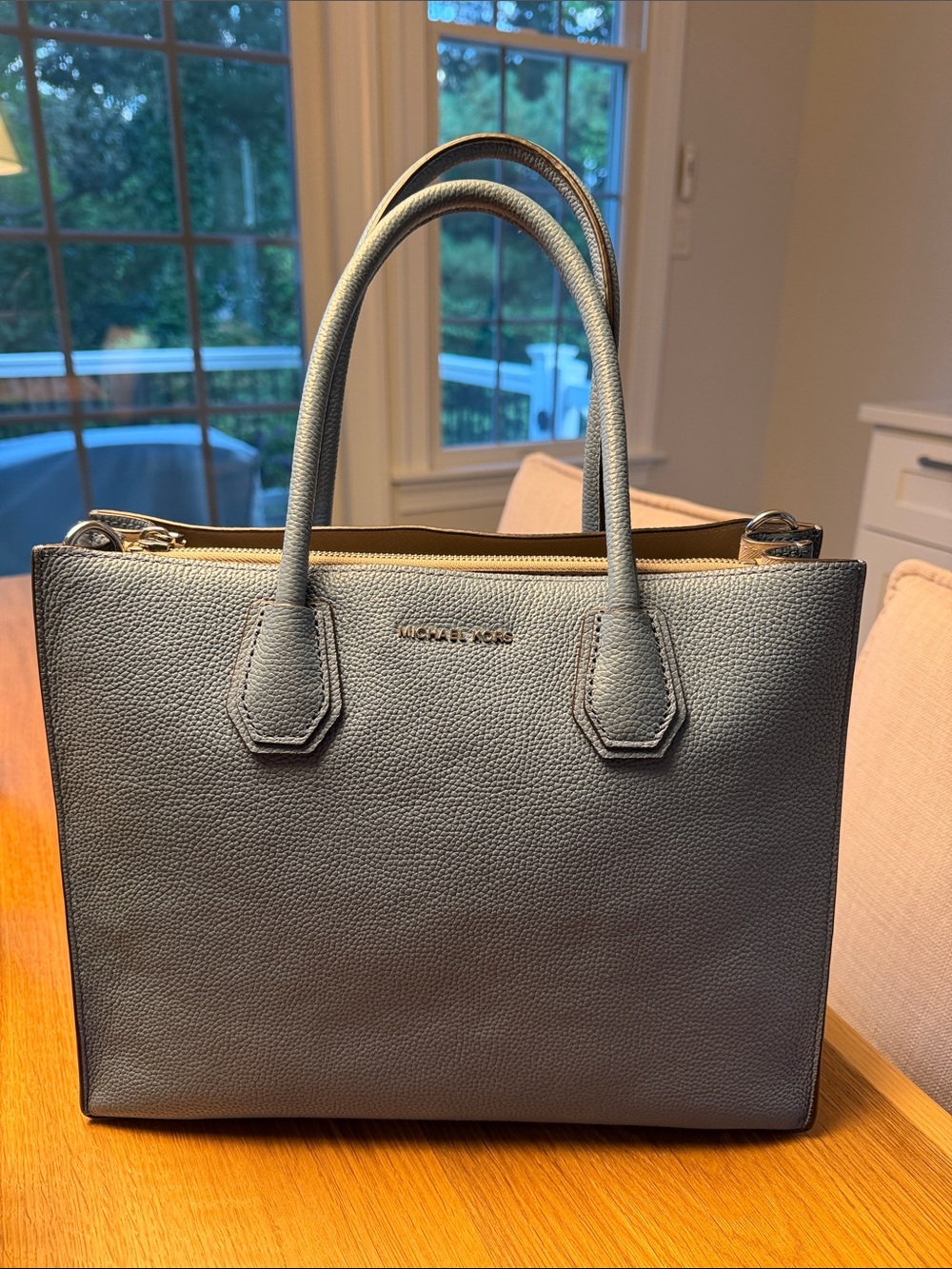 Michael Kors Gray Leather Satchel Bag